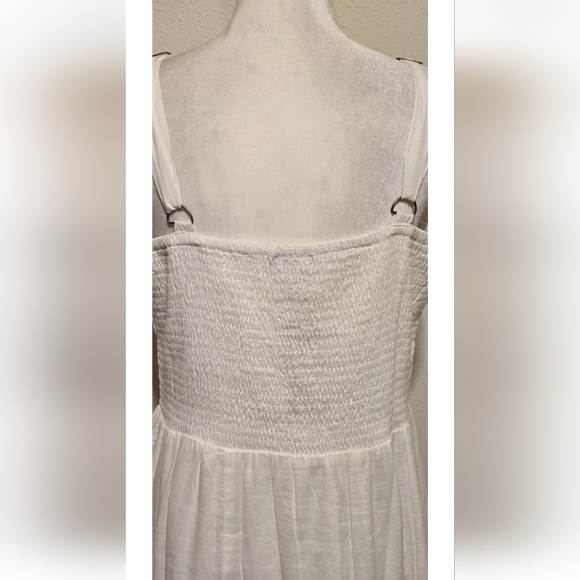 Women's White Maxi 100% Cotton Embroidered Summer Lined Dress XL Santorini Vibes - Picture 14 of 14
